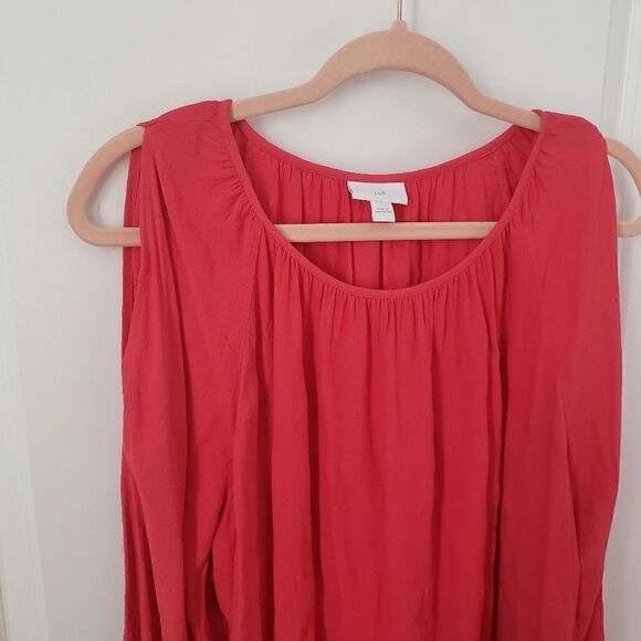J.Jill Women's Red Long Sleeve Top with Shoulder Side Slits Size Large - Picture 4 of 7